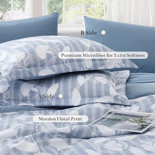 BLOOMHAVEN Queen Comforter Set-7 Pieces Dusk Blue Bed in a Bag Queen - Image 6