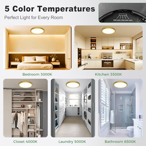 zemty 2Pack LED Flush Mount Ceiling Light, 12Inch 24W Dimmable Ceiling Lights - Image 2