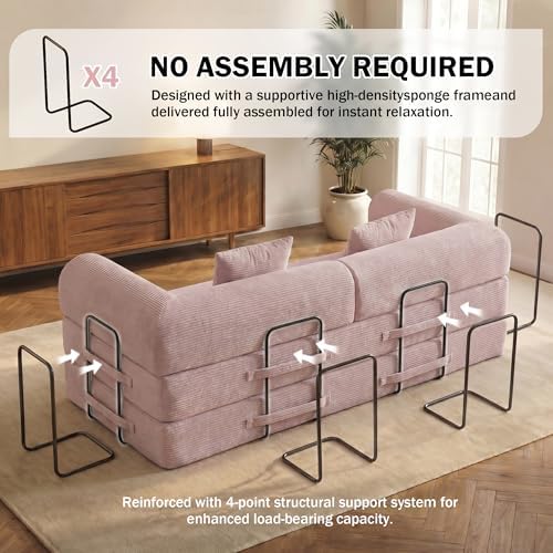 79" Convertible Futon Sofa Bed, Boneless Couch - Image 4