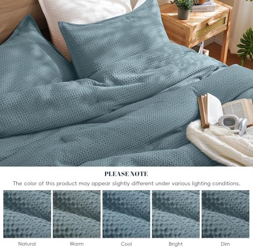 PHF Soft Waffle Comforter Set King Size- Comfy Breathable Waffle Weave Comforter - Image 6