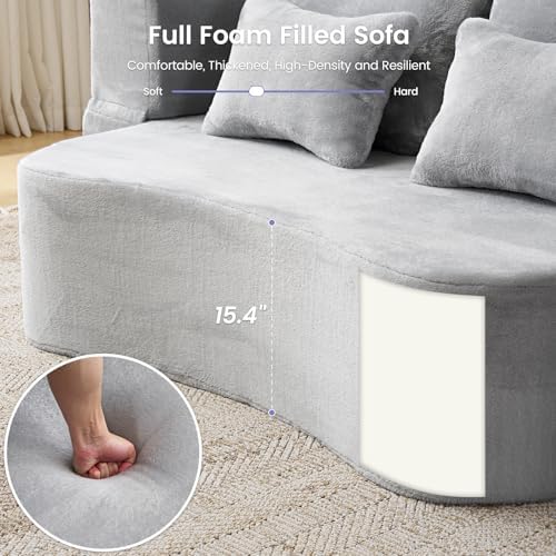 78” Convertible Sofa Bed, Full Size Sleeper Couch, Light Grey - Image 3