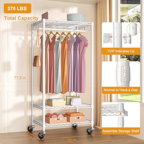 Rolling Clothes Rack, Clothing Racks - Image 6