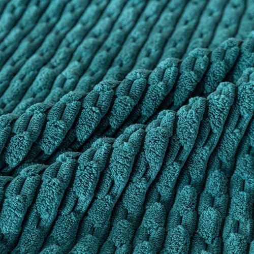 Set of 4 Teal Decorative Throw Pillow Covers 22x22 Inch Corduroy Pillow Covers - Image 6