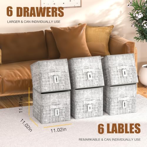 Cube Storage Organizer Shelf + 6 Bins + Labels - Image 3
