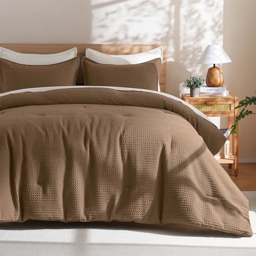 PHF Soft Waffle Comforter Set King Size- Comfy Breathable Waffle Weave Comforter by PHF