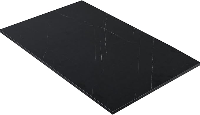 Kaboon Universal Tabletop 36 x20, Solid One-Piece Melamine Table Top, Double L-Desk Floating Desk DIY, Home and Office,Cloud Atlas/Black Marble