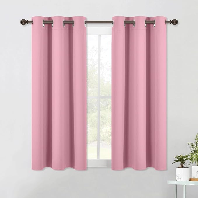 NICETOWN Rouge Pink Blackout Curtain Panels 48 inch Long Set of 2 by NICETOWN