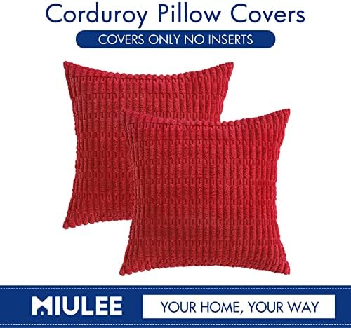 MIULEE Christmas Euro Corduroy Decorative Pillow Covers 24x24 Red Set of 2 - Image 6