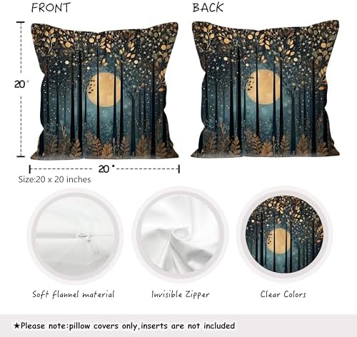 Vintage William Morris Inspired Gold Moon Pillow Covers 18x18 Set of 2 - Image 2
