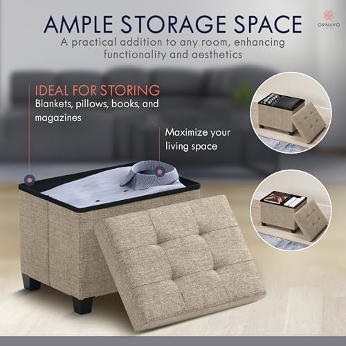 Ornavo Home Small Rectangle Storage Ottoman - Image 5