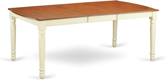 East West Furniture DOQU5-WHI-W 5 Piece Dining Room Table Set Includes a Rectangle Kitchen Table with Butterfly Leaf and 4 Dining Chairs, 42x78 Inch, Buttermilk & Cherry