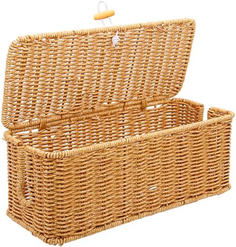 Cable Management Box, Handmade Rattan Cable Organizer Cord Basket by KANYO-AUTO
