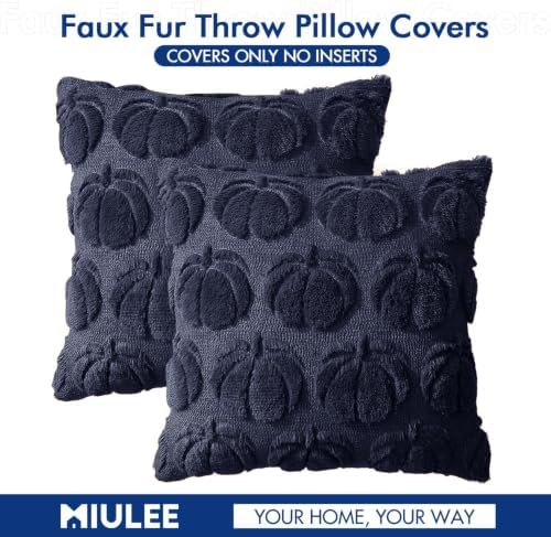 MIULEE Fall Pillow Covers Pumpkin Fall Decor 18x18 Navy Blue - Image 7
