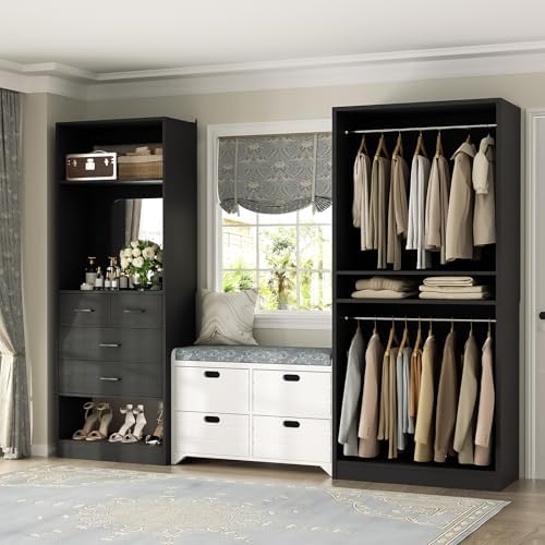 Unikito 61" Closet System, Heavy Duty Wood Closet Organizer - Image 4