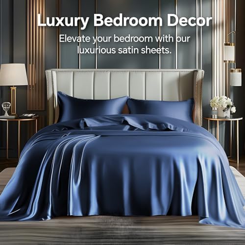 BEDELITE Satin Sheets California King Size Bed Set, 4 Pieces - Image 2