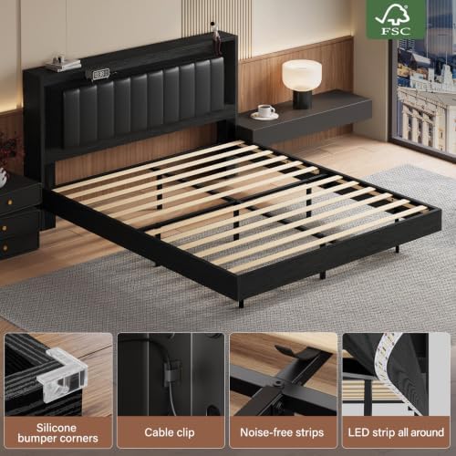 Belffin Full Size Floating LED Bed Frame, Modern Bed - Image 6