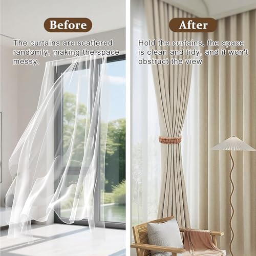 4 Pack Braided Linen Curtain Tiebacks, Boho Elegant Farmhouse Rustic Flexible - Image 5
