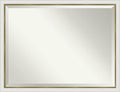 Amanti Art White Bathroom Mirror for Over Sink, 33x43 Eva White Gold Narrow Rectangle Vanity Mirror, X-Large Modern Contemporary Frame, Hangs Horizonally and Vertically, Bathroom Wall Decor, Beveled