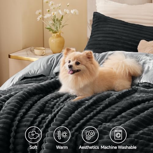 BEDELITE Fleece California King Comforter Set, Fluffy Bed Set - Image 3