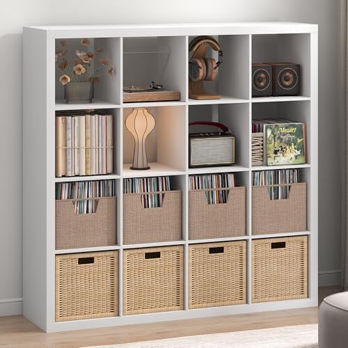 Furinno Cubicle Record Player Stand, 16-Cube Vinyl Record Storage by Furinno-FitsYourSpaceFitsYourBudget