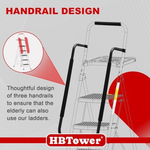 HBTower Step Ladder, Folding Step Stool - Image 3
