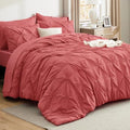 Bedsure 7-Piece King Size Comforter Set & Sheets, Coral Red King Bedding by BEDSURE