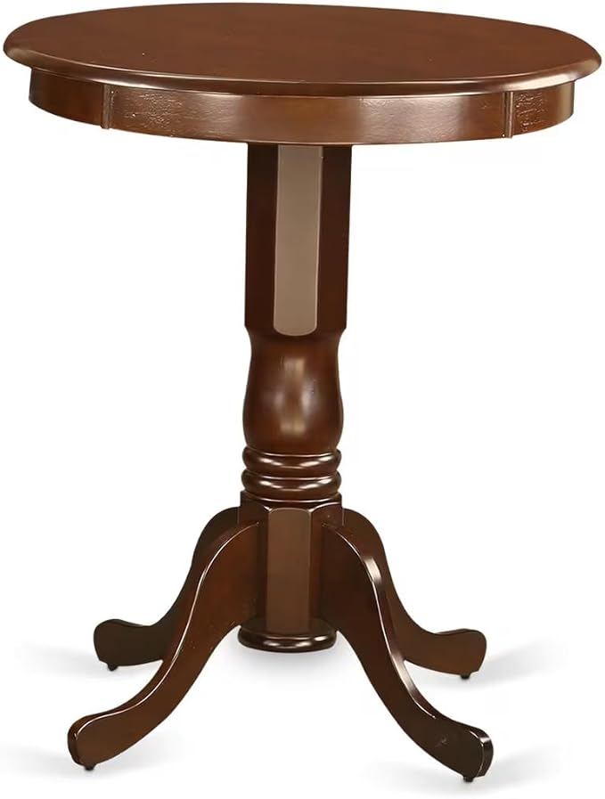East West Furniture ESIP3-MAH-W 3 Piece Dining Table Set for Small Spaces Contains a Round Dining Room Table with Pedestal and 2 Wood Seat Chairs, 30x30 Inch, Mahogany