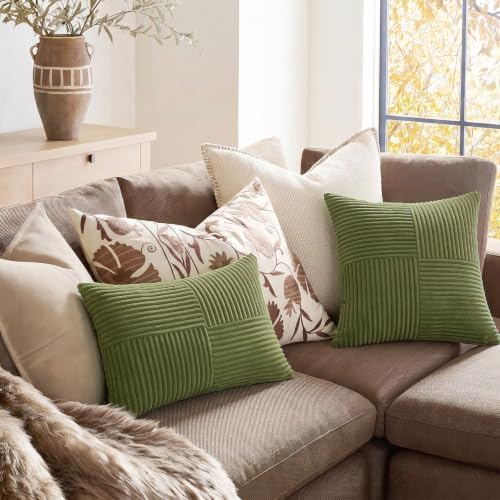Fancy Homi Moss Green Lumbar Decorative Throw Pillow Covers 22x14 Inch - Image 5
