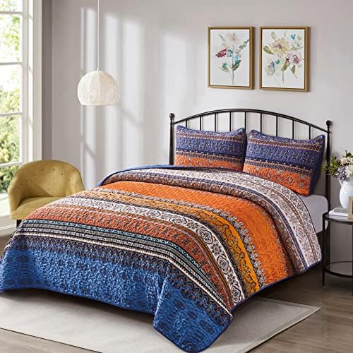 WONGS BEDDING Boho King Quilt Bedding Set, 3 Pieces Bedspread - Image 2