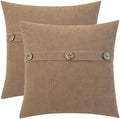 HWY 50 Taupe Chenille Throw Pillow Covers 20x20 Inch Buttons Pack of 2 by HWY50