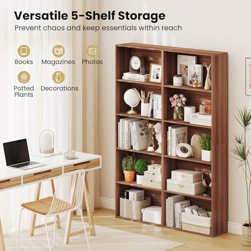 GIANTEX 5-Tier Bookshelf Set of 2, Freestanding Bookcase - Image 4