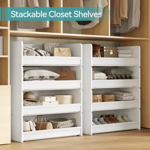Closet Organizer and Storage, 4 Tier Stackable Storage Organizer, Wooden & - Image 5