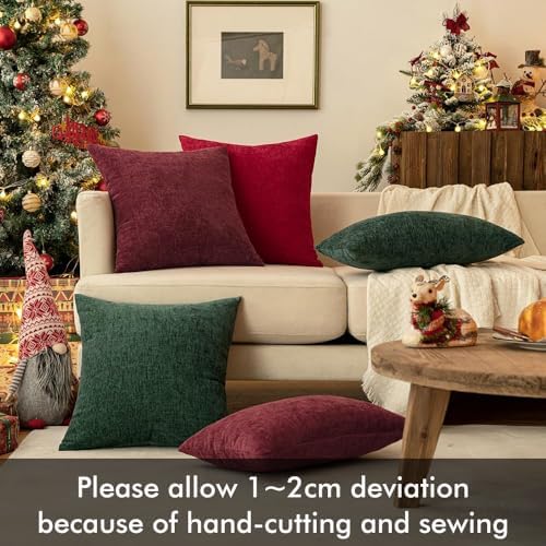 MIULEE Soft Chenille Christmas Throw Pillow Covers Green 16x16 Inch - Image 2