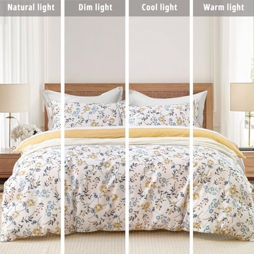 LEMIROE Yellow Floral Cotton Comforter Queen Size - Image 6