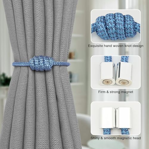 NICEEC 4 Pack Mini Magnetic Curtain Tiebacks Modern Simple Style Drape Tie - Image 2