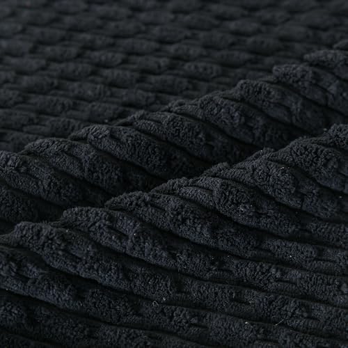 Set of 4 Black Decorative Throw Pillow Covers 24x24 Inch Corduroy Pillow Covers - Image 5