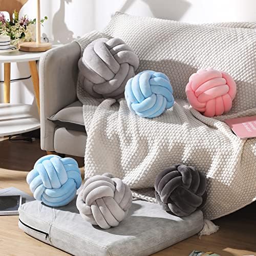 Namalu 7.87 Inches 2 Pcs Knot Pillow Decorative Throw Pillow, Light Pink - Image 3