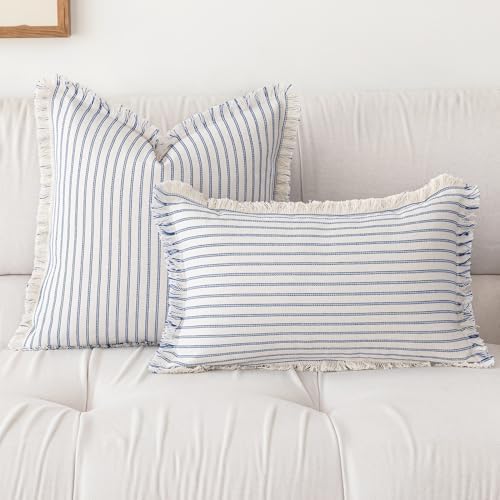 YEENAASY Throw Pillow Covers 22x22 Boho Striped Pillow Cases - Image 2