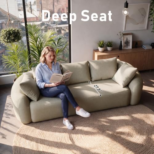 101" Curved Sofa, Chenille Cloud Couch, Deep Wide Seat - Image 4