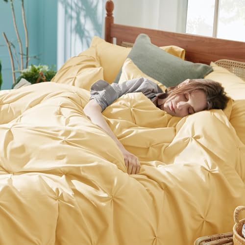 Bedsure Twin Comforter Set & Sheet Set, 5-Piece Yellow Bedding Set - Image 3
