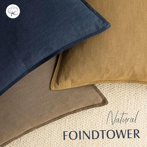 Foindtower Linen Solid Decorative Throw Pillow Covers 20x20 Cocoa Brown - Image 4