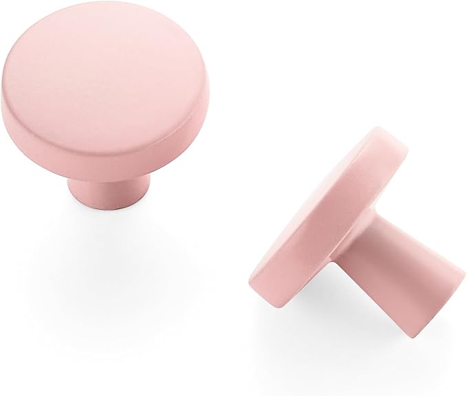 Ravinte 5 Pack Drawer Pulls 1-1/4 Inch Kitchen Cabinet Knobs Solid Round Dresser Drawer Knobs Pink Dresser Knobs Drawer Knobs Simple Cabinet Hardware for Cupboard Drawer Pulls