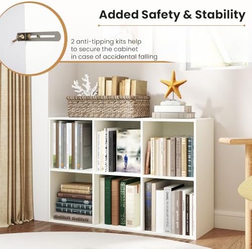GIANTEX 6-Cube Bookcase, 3-Tier Cubby Bookshelf - Image 5