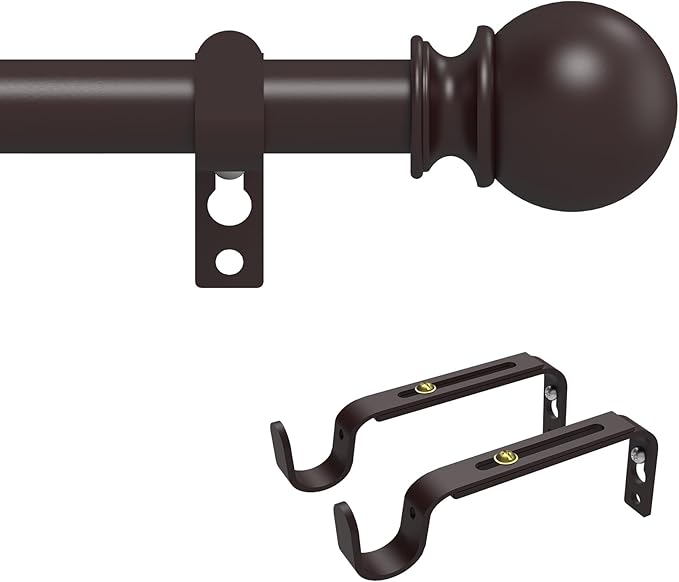Curtain Rods for Windows 48 to 84 Inch, Max 90 Inch, 5/8 Inch Heavy Duty by Poskena