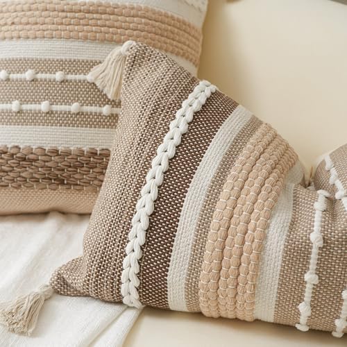 BlissBlush Brown Decorative Throw Pillow Cover 20x20 Square Boho Accent - Image 3