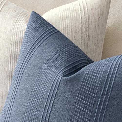 MIULEE Lumbar Striped Throw Pillow Covers 12x20 Blue 2 Pack - Image 3