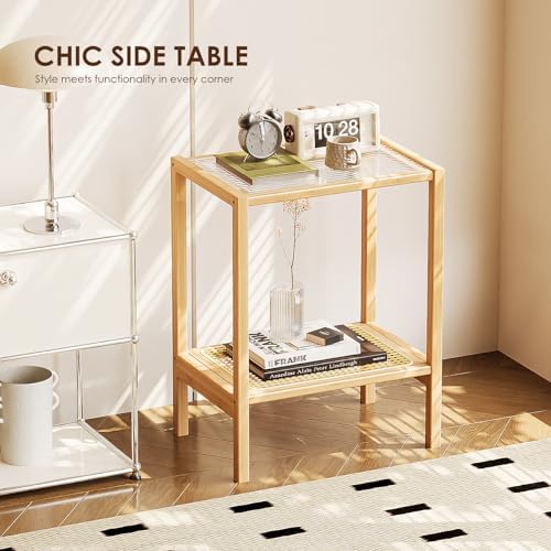 Bamworld Side Table Nature Rattan End Table 2-Tier - Image 5