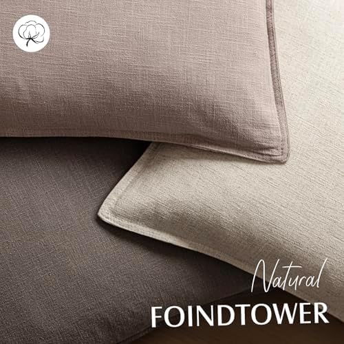 Foindtower Linen Solid Decorative Throw Pillow Covers 16x16 Inch Dusty Pink - Image 4