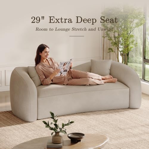 90.8" Curved Sofa, Modern Chenille Cloud Couch, Deep Wide Seat - Image 4