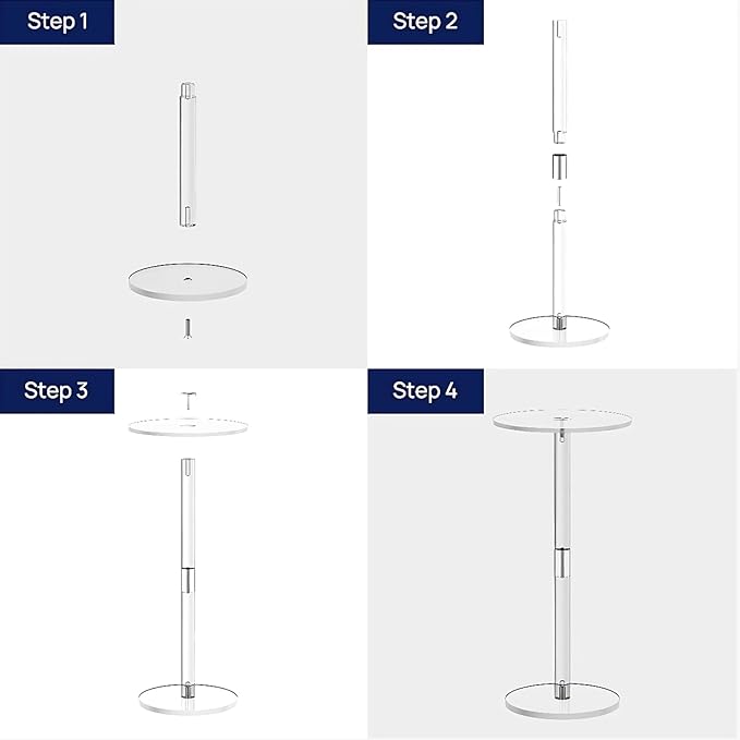 Small Drink Table,Acrylic Side Table, 10" L x 10" W x 21.3" H, End Table for The Living Room, Bedroom, Bathroom, Hallway and Balcony(Clear)